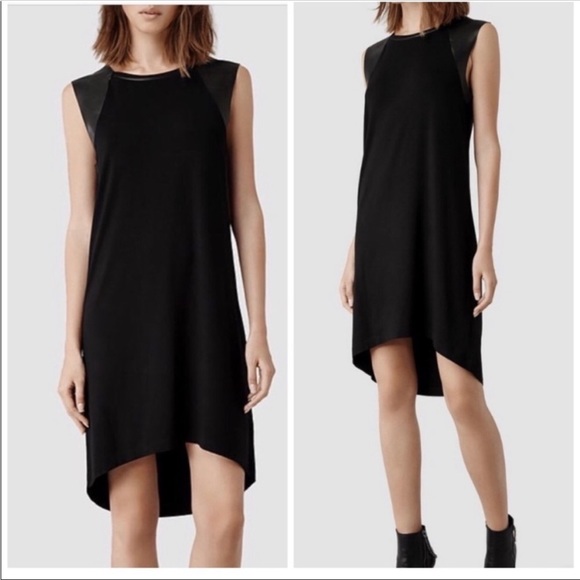 All Saints Dresses & Skirts - AllSaints Alienor High Low Sheath Dress with Leather Trim All Saints New NWT